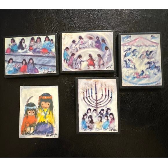 Lot of 5 Ted DeGrazia Refrigerator Magnets Southwest Children Vintage - Picture 8 of 11